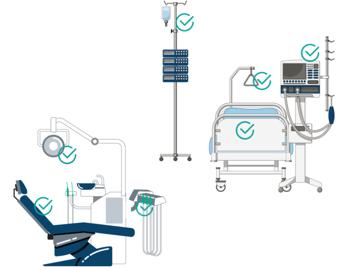 Mockup av medicintekniskutrustning inom olika verksamheter